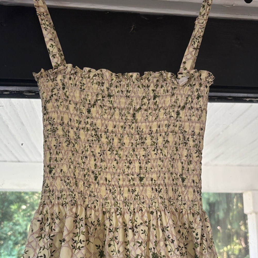 Hill House Mini Floral Sundress in Cream and Green - Picture 10 of 15